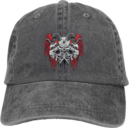 Miniatura 9 de Cowboy Hat Trendy Hats for Man and Women Djustable Four Season Outdoor Baseball Cap of Hell Skull with Angel Deep Heather