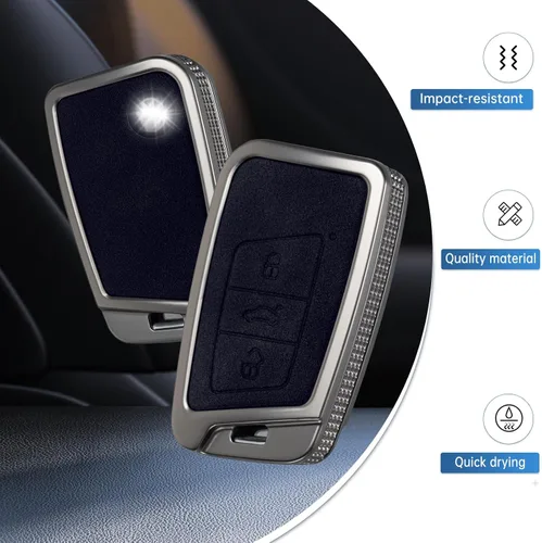 Miniatura 3 de YO&YOYE Compatible con funda para llavero VW Volkswagen con llavero protector de llave de cuero
