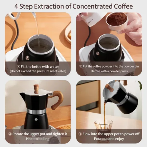 Miniatura 3 de Moka Pot - Máquina de café expreso para café cubano rico y café expreso de estilo italiano, percolador de aluminio de 3 tazas, experiencia