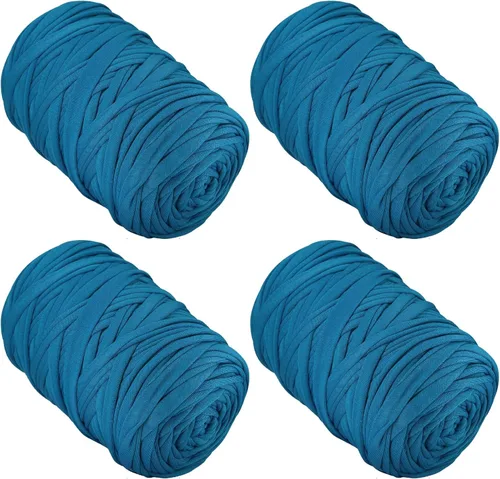 Miniatura 25 de 400g de hilo de tela elástica para tejer con ganchillo para DIY, 119 metros de hilo de espagueti grueso para tejer para proyectos de bolso, cesta