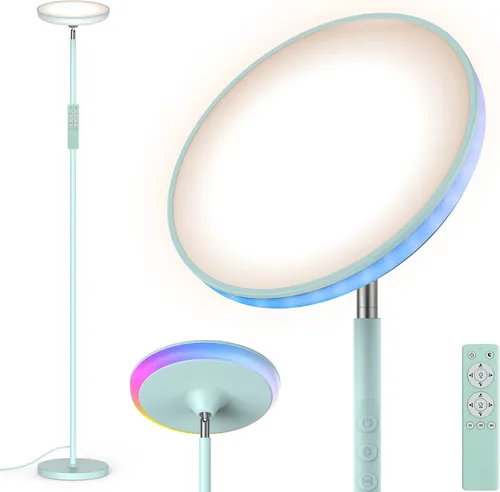 Lámpara de pie brillante para sala de estar, luces LED de habitación de 42 W con control remoto, 3700 lm RGBW moderna luz de pie alta, color y