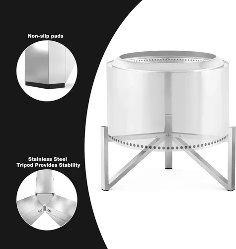 Miniatura 4 de Onlyfire - Soporte para fogata de acero inoxidable para estufa individual de 15 pulgadas y fogata de 19.5 pulgadas, accesorio para fogatas al aire