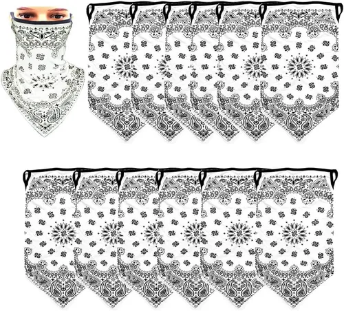 Miniatura 3 de Paquete de 12 polainas para el cuello, bufanda, máscara facial, bandanas para hombres y mujeres, máscara facial, pasamontañas, diademas