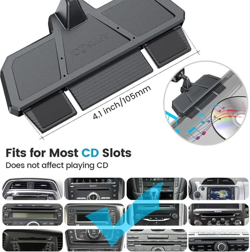 Miniatura 5 de APPS2Car Soporte de cargador inalámbrico para automóvil, ranura para CD, sujeción automática de 15 W, soporte de teléfono de CD de carga rápida