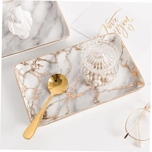 Miniatura 3 de ABOOFAN 3pcs bandejas decorativas trinket tray ceramic tray ceramic ring tray ceramic ring plate earring tray decorative serving tray decor tray