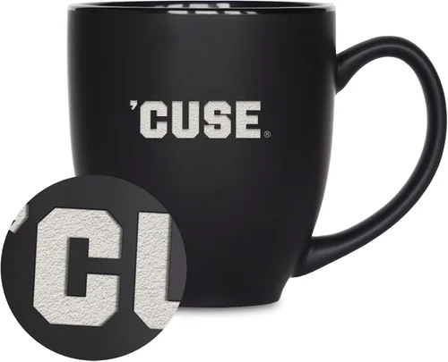 Miniatura 241 de Rico Industries - Taza de cerámica mate negra con grabado láser estándar de 15oz para NCAA (escuelas T & U) - Para bebidas calientes o frías