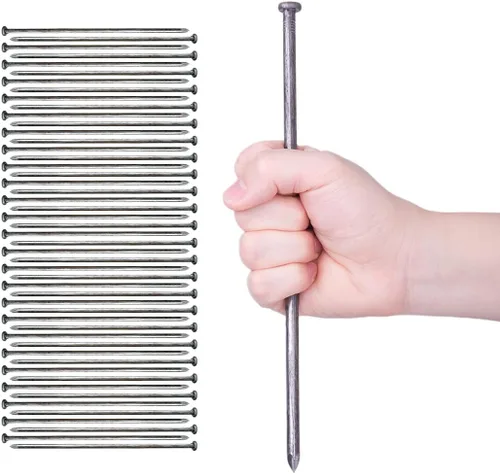Púas de paisaje de 10 pulgadas, 100 unidades, clavos de anclaje de metal para bordes de paisaje, clavos resistentes para picos de césped artificial,