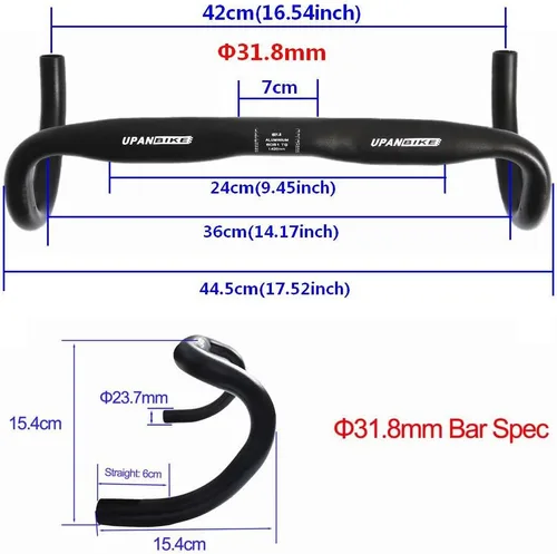 Miniatura 2 de Upanbike Bicicleta de Carretera de Engranaje Fijo, Manillar Curvo de Aleación de Aluminio, Barra de 31,8mm de Diámetro y 420mm de Largo