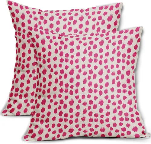 Miniatura 95 de Fundas de almohada marrón y blancas de 18 x 18 pulgadas, juego de 2 almohadas boho grises con lunares, fundas de almohada modernas estampadas