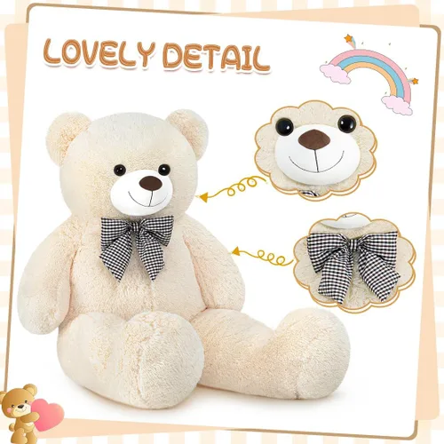 Miniatura 4 de Oso de peluche gigante de 47", enormes animales de peluche suaves, peluches suaves de 4 pies, gran oso de regalo para niños, novia, día de San Crema