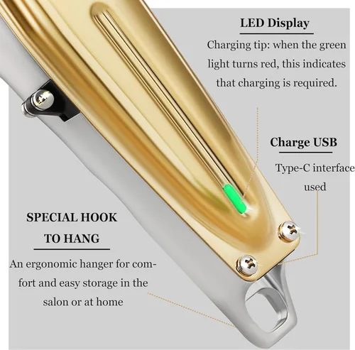 Miniatura 4 de KEMEI Cortadora profesional de barba y cabello para hombres, recortadora inalámbrica con hoja en T, cortadora eléctrica para peluqueros