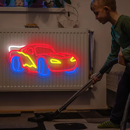Miniatura 2 de Señal de Neón de Coche para Decoración de Pared, Señal de Neón de Carreras Regulable, Luz de Neón LED, Señales de Neón de Coche, Luz de Señal