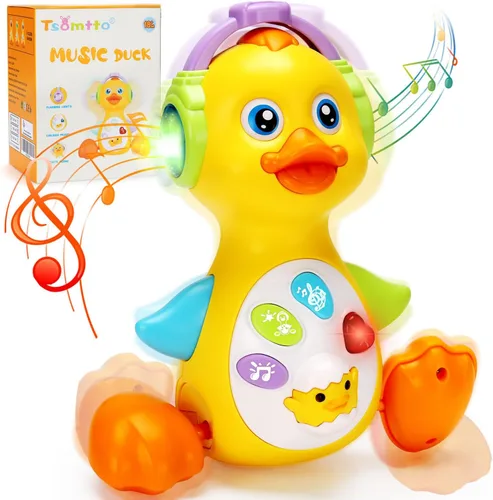 Tsomtto Juguete musical de pato iluminado para bebé, juguetes para bebés de 0-3-6-9-12 meses, juguetes de aprendizaje para bebés recién nacidos,
