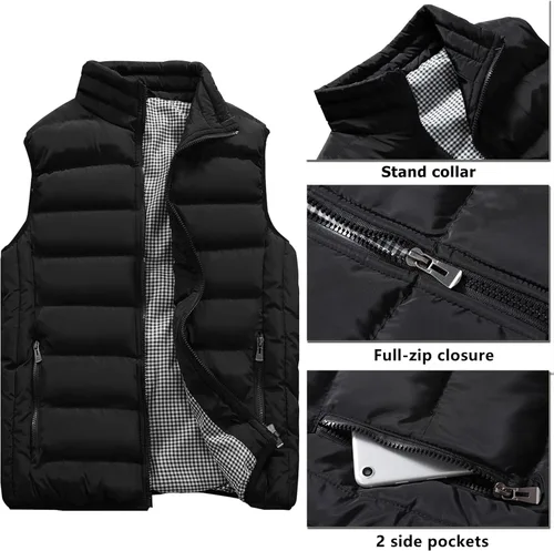 Miniatura 2 de Vcansion Chaleco de abrigo acolchado con cuello alto casual para hombre