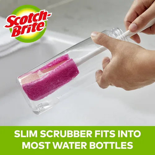 Miniatura 5 de Scotch-Brite Limpiador de botellas de agua, seguro en vidrio, plástico y acero inoxidable (paquete de 2)