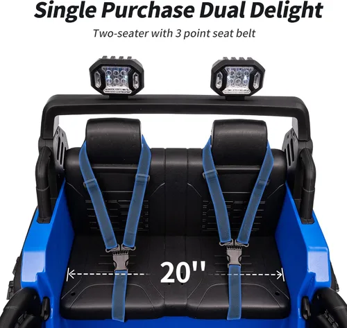 Miniatura 6 de Hikiddo - Camioneta de juguete eléctrica de 2 plazas, 12 V para niños mayores de 3 a 8 años con control remoto - Azul