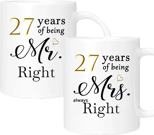 Miniatura 41 de Juego de 2 tazas de café para el 37 aniversario, regalos de boda para parejas, padres, abuelos, hombres, mujeres, marido, esposa, él, ella, caja