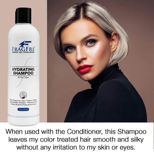 Champú hidratante para piel sensible, 8 onzas, champú sin sulfato, sin fragancia, sin parabenos, limpiador de cabello suave hipoalergénico seguro