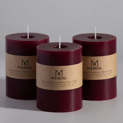 Miniatura 127 de MOZEAL Velas grandes sin perfume vertidas a mano de 3 x 8 pulgadas, sin humo, juego de 2, combustión lenta, sin goteo, aproximadamente 150 horas