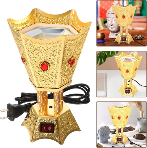 Miniatura 6 de Bakhoor - Quemador eléctrico de incienso de mesa estilo Oriente Medio, incensario eléctrico de mesa, quemador de incienso de metal para el hogar