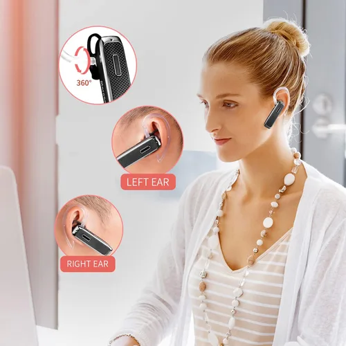 Miniatura 4 de Auricular Bluetooth, manos libres, auricular Bluetooth inalámbrico con 18 horas de reproducción y micrófono con cancelación de ruido para iPhone