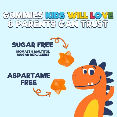 Miniatura 6 de Gomitas multivitamínicas para niños, sin azúcar, sabrosas gomitas de sabor a naranja, apoyo inmunológico diario con 100% vitamina B12, vitaminas