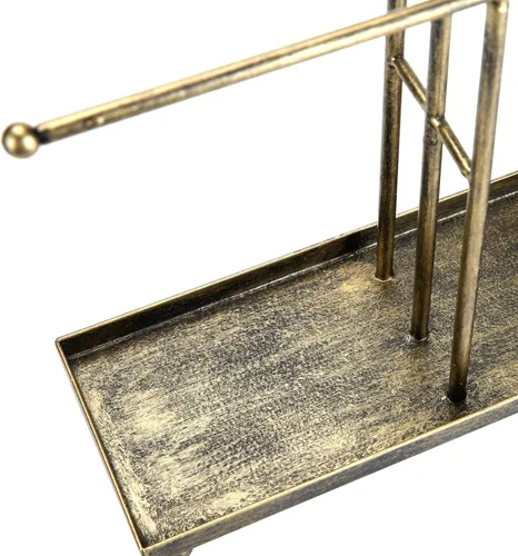 Miniatura 5 de MyGift Moderno organizador de joyas, 3 niveles de latón de metal para mesa, pulsera y collar, almacenamiento de joyas, estante para árbol