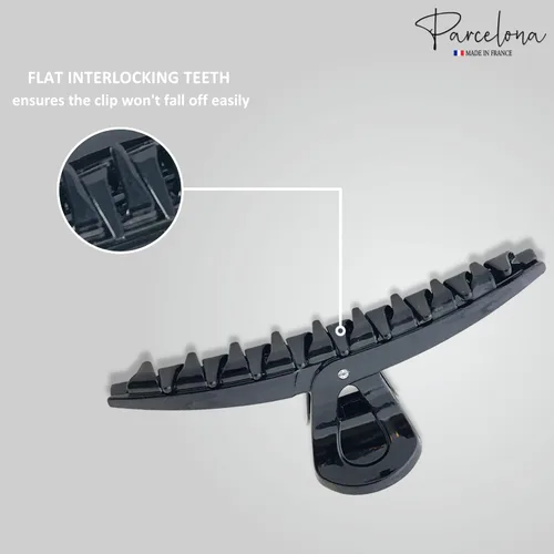 Miniatura 4 de Parcelona Pinza de pinza de pelo con pinza para el cabello cubierta negra francesa para mujer