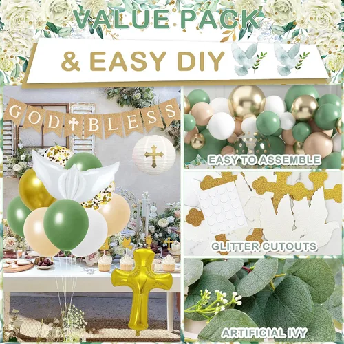 Miniatura 5 de Decoraciones de Bautismo, Decoraciones de Bautizo, Suministros para Fiesta Mi Bautizo, Decoración de Primera Comunión para Niños y Niñas