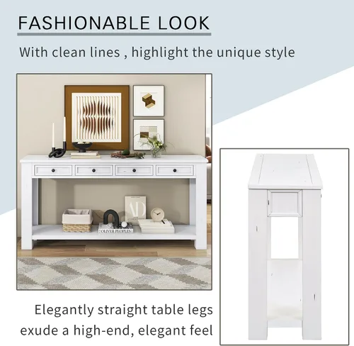 Miniatura 7 de Merax Sofa Table with Storage Drawers and Bottom Shelf, Rustic Console Table with Thickened Legs, Long Entryway Table for Hallway & Living Room