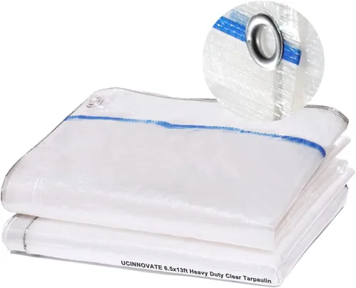 Miniatura 11 de UCINNOVATE Lona transparente de 0.472 in de 6 x 10 pies, cubierta de invernadero resistente e impermeable, tejido reforzado de 12 x 12 pulgadas