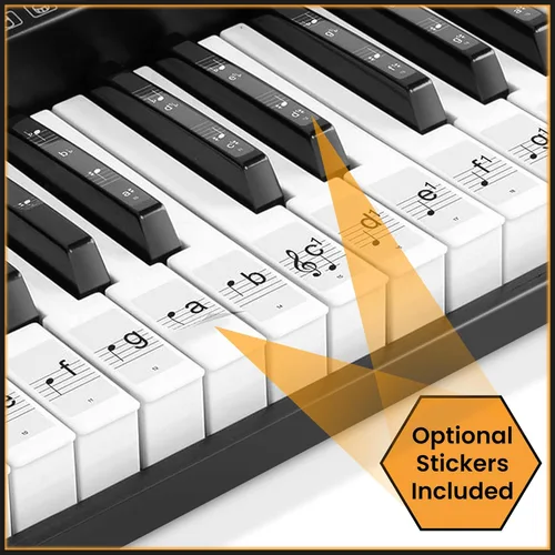 Miniatura 7 de Hamzer Teclado de piano digital de 61 teclas para principiantes, kit de teclado de piano electrónico con soporte, taburete, auriculares, micrófono