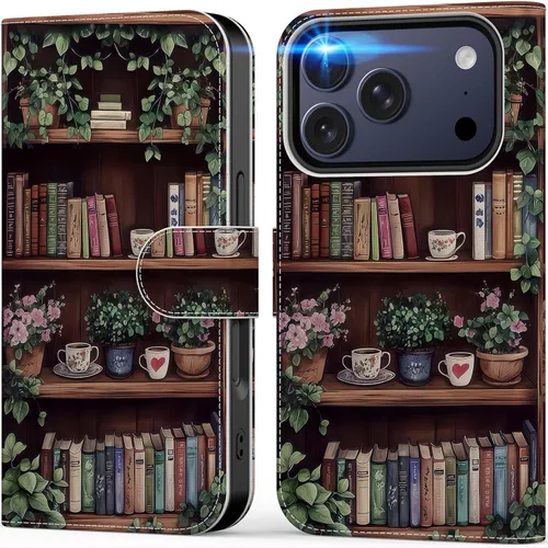 Miniatura 90 de DEENAKIN Funda tipo cartera para iPhone 15 con tarjetero + clip para efectivo, bloqueo RFID, protección contra caídas de grado militar y obras