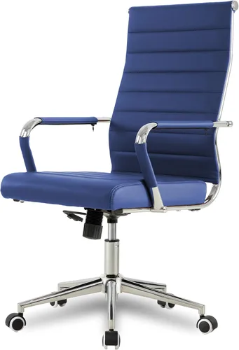 Miniatura 32 de Okeysen Office Desk Chair, Ergonomic Leather Modern Conference Room Chairs, Executive Ribbed Height Adjustable Swivel Rolling Chair for Home Office
