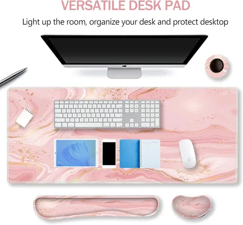 Miniatura 2 de ARTSO Juego de Alfombrilla de Mouse Extendida para Juegos, Reposamuñecas para Teclado + Reposamuñecas + Alfombrilla de Mouse XXL Grande + Posavasos