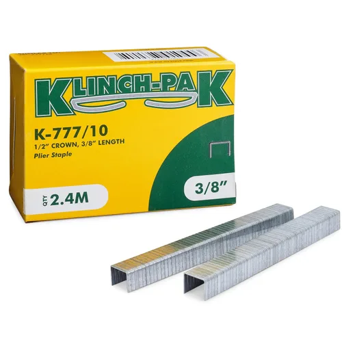 Miniatura 8 de K-777/12, 1/2 pulgada de pierna x 1/2 pulgada de ancho con corona de alicates galvanizados de alta resistencia, 2400 por paquete, para bandejas