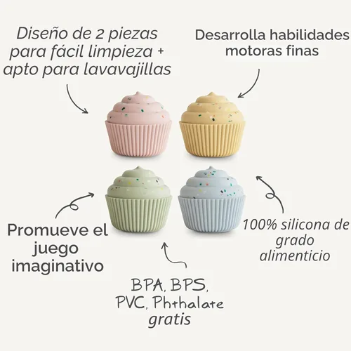 Miniatura 9 de mushie - Juego de cupcakes de silicona para mezclar y combinar de 4 piezas Sin molde Magdalena