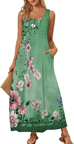 Miniatura 25 de Vestidos de iglesia para mujer 2025, casual, holgado, sin mangas, largo, fluido, vestido de verano con bolsillos