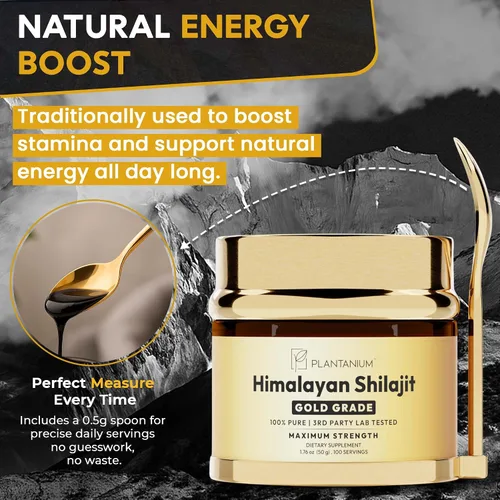 Miniatura 2 de Resina Shilajit del Himalaya prémium de grado dorado 1.76 oz, 100 porciones, más de 85 minerales traza, 78% más de ácido fúlvico. Energía, vitalidad