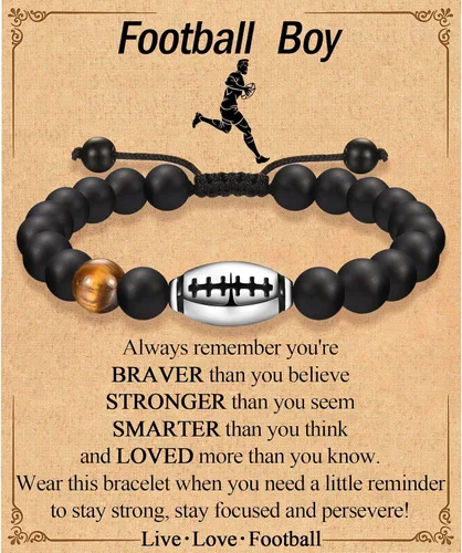 Miniatura 34 de EFVISD Pulsera de fútbol, baloncesto, béisbol, hockey para regalos para niños jugadores amantes de equipos, hijo, nieto, hermano, sobrino, amigo