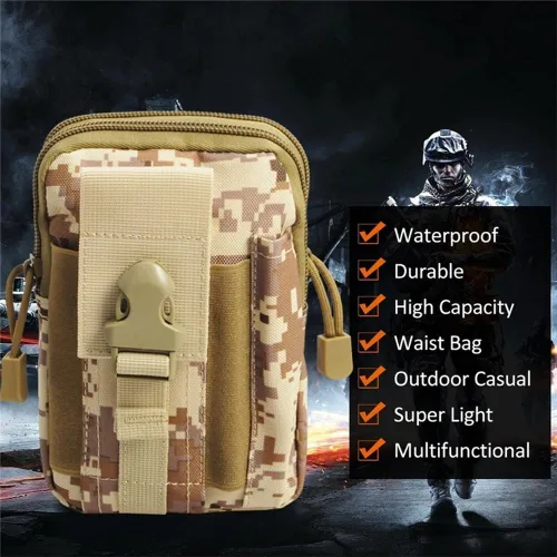 Miniatura 2 de Deporte al aire libre Hombres Mujeres Riñonera Bolsa de cinturón Bolsa de bicicleta Bolsa táctica Caza Muslo Bolsa Nylon Teléfono Cartera (Negro)