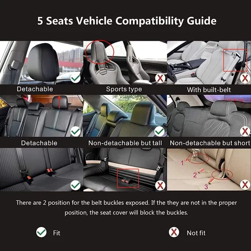 Miniatura 5 de otoez Juego completo de fundas universales para asientos de automóvil, 5 asientos, impermeables, compatibles con la mayoría de los vehículos, Honda