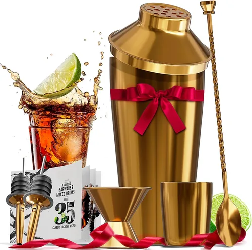 Miniatura 9 de Juego de coctelera de bar, kit de camarero, juego de cóctel negro de 8 piezas, kit de barman mixología, kit de coctelera de acero para bebidas