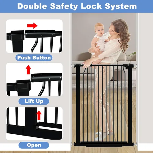 Miniatura 3 de Puerta extra alta para bebés de 40.5 pulgadas, sin taladros, puerta extra ancha de 54.7 a 60.2 pulgadas para perros y mascotas, para interiores