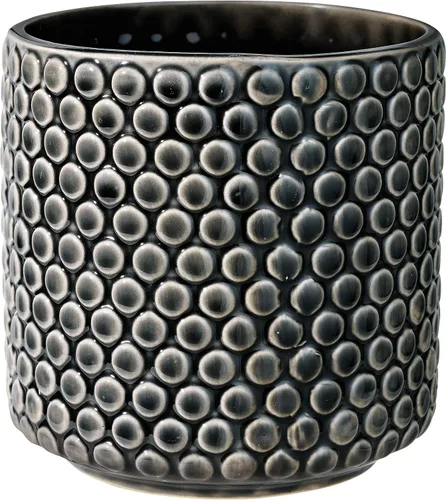 Miniatura 3 de Bloomingville Maceta de cerámica – Maceta negra de 5 pulgadas con lunares – Maceta moderna de cerámica con esmalte agrietado – Sin agujeros