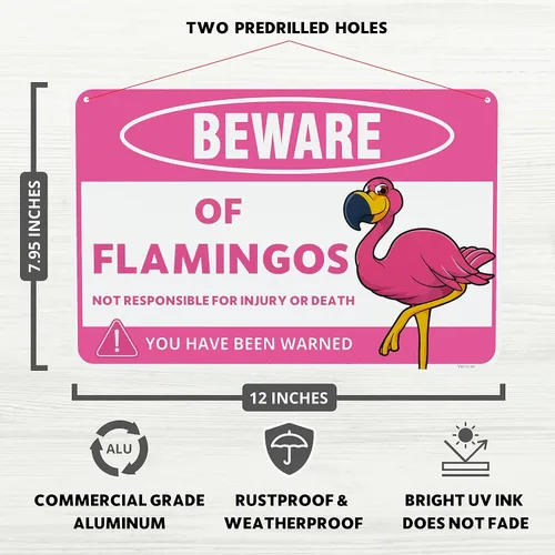 Miniatura 2 de Venicor Letrero de flamenco – 8 x 12 pulgadas – Aluminio – Regalos de flamenco rosa para mujeres y adultos – Decoración de pared al aire libre