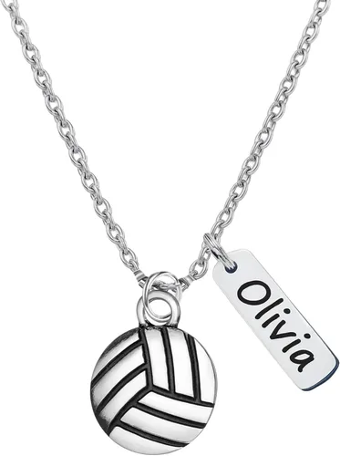 Collar de voleibol personalizado con colgante redondo personalizado, dije de amor y dije de voleibol, regalo de joyería de acero inoxidable para