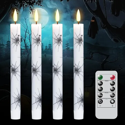 Miniatura 8 de GenSwin Velas de Ventana que Funcionan con Batería con Temporizador, Velas Cónicas sin Llama, Candelabros Cónicos LED para Ventana Negros