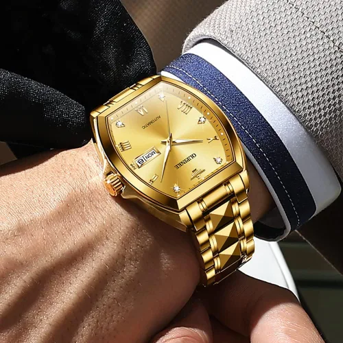 Miniatura 9 de OUPINKE Relojes automáticos de lujo para hombre, de cuerda automática, mecánico, de diamante, de acero de tungsteno, impermeable, luminoso