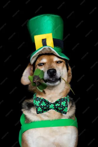 Miniatura 4 de DOGWONG Collar de perro de trébol de la suerte verde con corbatín, suave y ajustable para el día de San Patricio, collar negro para cachorros